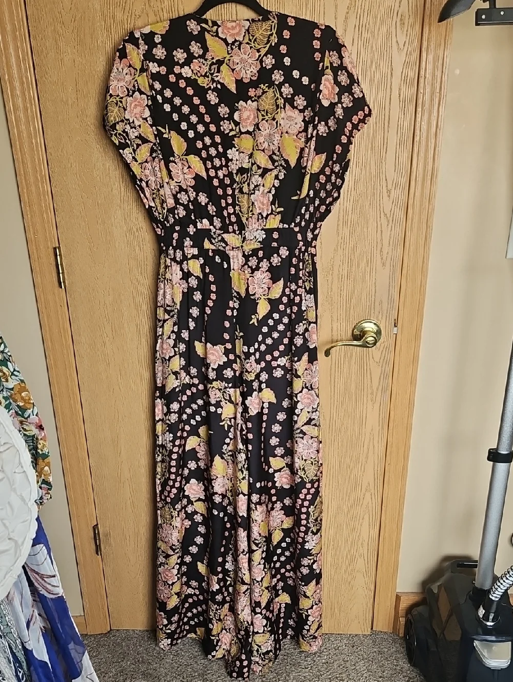 Free People Black Floral Tie-Front Jump Suite. - Picture 8 of 13